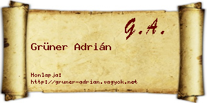 Grüner Adrián névjegykártya